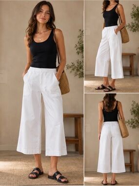 Cut Loose white wide leg pants cropped high rise, pockets large